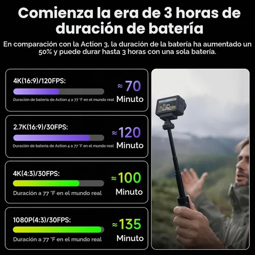 Vista 8 de Batería de 2250 mAh para Osmo Action 6, 2 baterías de repuesto, compatible con Osmo 360, Osmo Action 6, Osmo Action 5 Pro, Osmo Action 4, Osmo