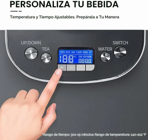 Vista 4 de Joydeem Máquina de té caliente, hervidor eléctrico de vidrio con infusor de té de elevación automática y control de temperatura, 1.7L, JD-ZC6088G