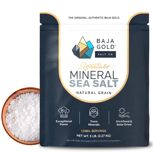 Vista 9 de Baja Gold Sal Marina Mineral - Recomendada por Gary Brecka - Sal de Grano Natural Orgánica para Cocinar y Hornear Auténtica Sal de Baja Ideal