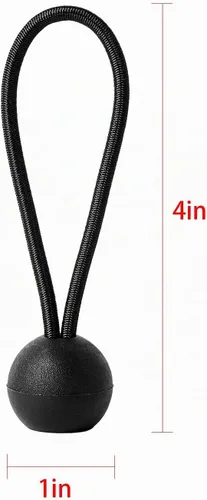 Vista 2 de Paquete de 16 cuerdas elásticas de bolas elásticas, color negro, resistentes, de 4 pulgadas, correas elásticas de lona, resistentes a la intemperie