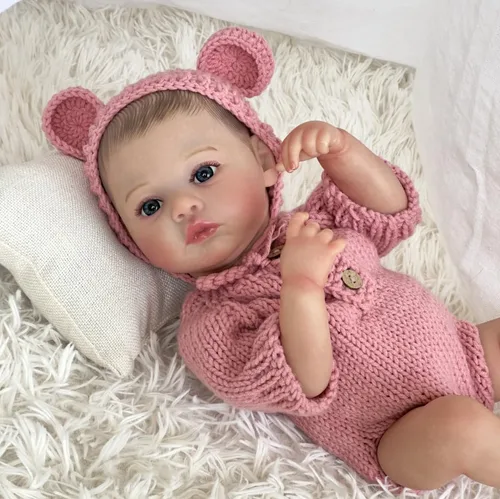 Vista 5 de RXDOLL Muñecas de bebé recién nacidas de silicona de cuerpo completo de 18 pulgadas, muñecas realistas de bebé recién nacido que se ven reales
