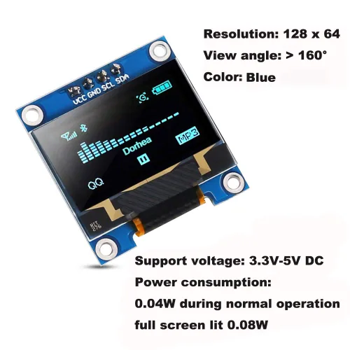 Vista 5 de 6 piezas 0,96 pulgadas módulo de pantalla OLED 128 x 64 I2C pantalla 0,96 pulgadas 12864 módulo OLED azul módulo de pantalla OLED IIC serie