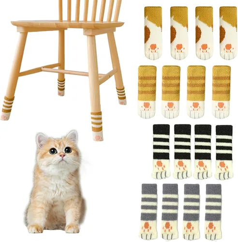 Vista 9 de 16 calcetines de silla de gato para patas de silla, protectores de suelo de patas de gato, calcetines para patas de silla para suelos de madera dura