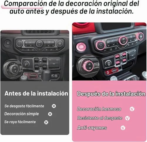 Vista 8 de Wrangler JL/JLU y Gladiator JT 2018-2026 - Accesorios de aluminio para botón de arranque, CA, volumen de audio, faros delanteros e interruptores