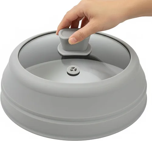 Vista 8 de Cubierta de salpicaduras de microondas para alimentos 9.8 pulgadas cubierta Negro