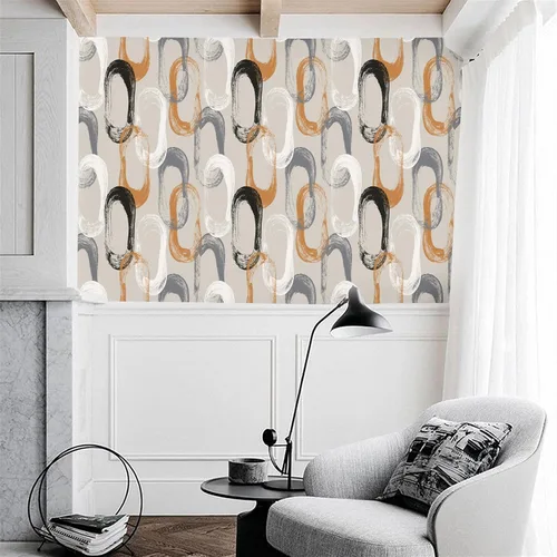Vista 4 de Blooming Wall DPYB12 - Papel tapiz autoadhesivo extraíble con círculos de elipse geométricos, decoración de pared