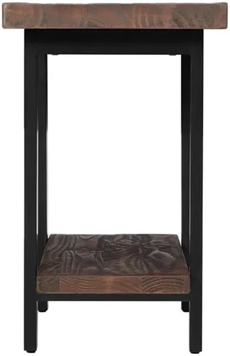 Vista 6 de Alaterre Furniture Pomona - Mesa auxiliar de madera maciza de 2 niveles con acabado natural y patas de metal, decoración moderna de granja o Marrón