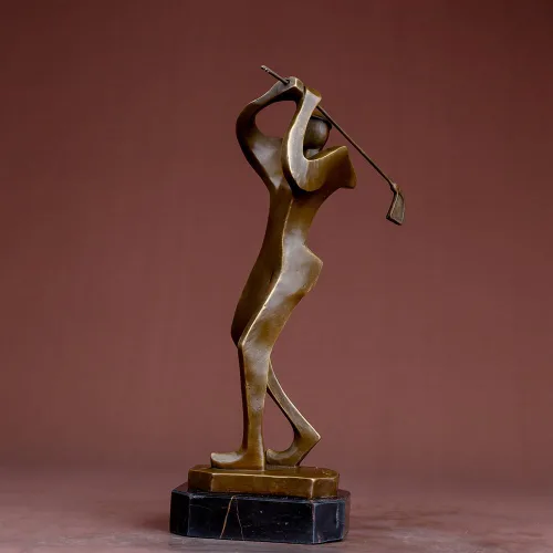 Vista 6 de Estatua de golfista de 12.4 pulgadas Escultura de bronce Hombre de golf Estatua de bronce Estatua moderna masculina Golfista Escultura Deporte Arte