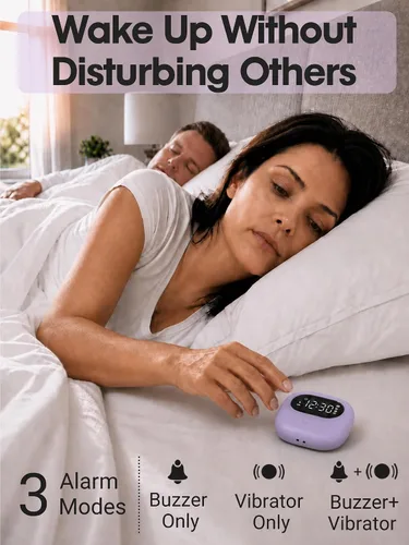 Vista 2 de Roxicosly Reloj despertador vibratorio súper fuerte para durmientes pesados, reloj agitador de cama de vibración ajustable debajo de la almohada
