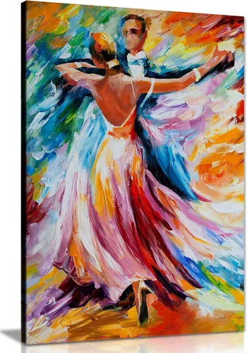 Vista 23 de Pareja bajo un paraguas por Leonid Afremov - Lienzo decorativo para pared (12 x 8 pulgadas)