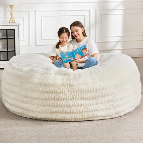 Vista 29 de Hobestluk Sillas Puf para Adultos, Silla Puf con Relleno, Sillas Puf Grandes con Funda Esponjosa en Relieve, Sillas Puf Gigantes para Adultos