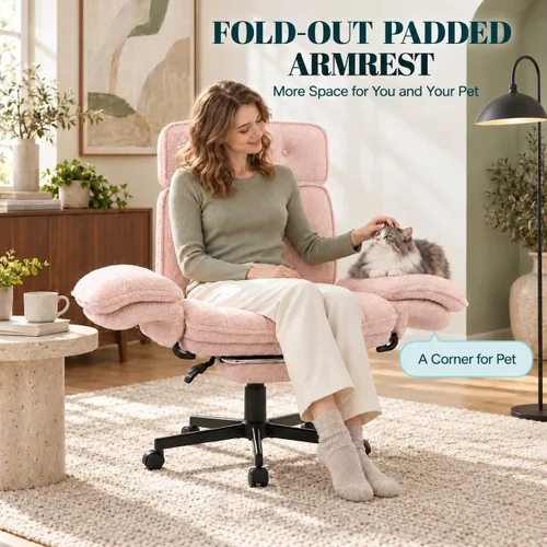 Vista 3 de Silla de oficina Criss Cross con ruedas, brazos abatibles y reposacabezas Rosa
