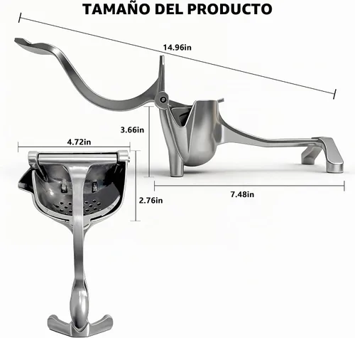 Vista 2 de Exprimidor manual y exprimidor de limón, exprimidor de cítricos de aluminio resistente de 0.6L, prensa de naranja, extractor de jugo de mano fácil