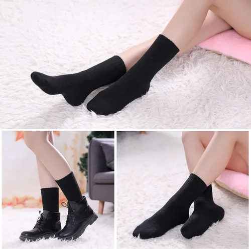 Vista 2 de MQELONG Womens 5 Pairs Soft Thick Comfort Casual Cotton Warm Wool Crew Winter Socks