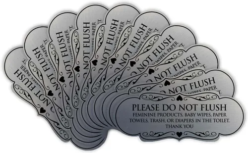 Vista 25 de Signs ByLITA Designer Please Do Not Flush Etiqutte Letrero (negro) - Pequeño 1 paquete