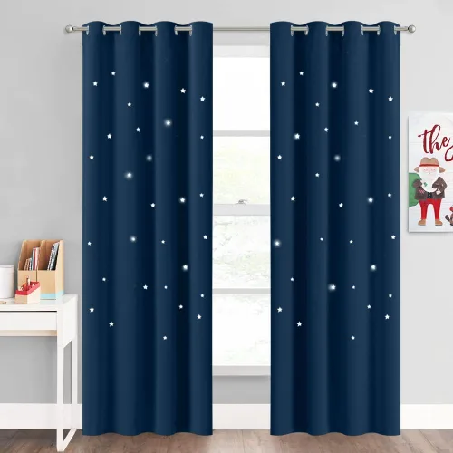 Vista 14 de NICETOWN - Cortinas de oscurecimiento de habitación con estrellas en rosa bebé, de 45 pulgadas de largo para dormitorio de niñas, cortinas