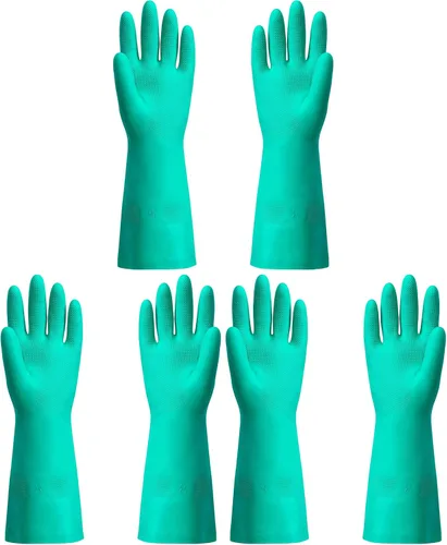 Vista 8 de ThxToms guantes de nitrilo para el hogar, resistentes al aceite, ácido, alcalinos y solventes 15mil,Reusable Heavy Duty Diswashing Gloves, Resist
