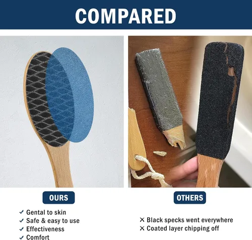Vista 3 de FVION Lima de bambú para pies y callos – Limpiador portátil para pies y pedicura, lima lijadora, raspador de talón de doble cara para pies suaves
