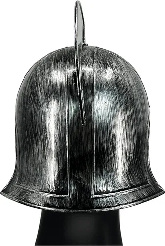 Vista 9 de Accesorio de disfraz de casco de gladiador espartano romano antiguo de plástico para juego de batalla Halloween Cosplay LARP plateado
