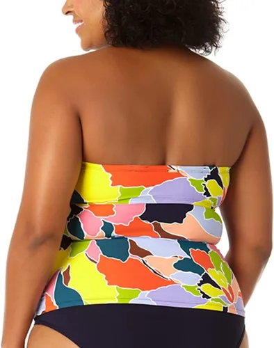 Vista 2 de Anne Cole Top de natación tipo tankini con nudo frontal fruncido para mujer