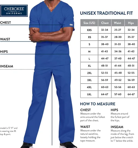 Vista 2 de Cherokee Big and Tall Originals Unisex V-Neck Scrubs Top