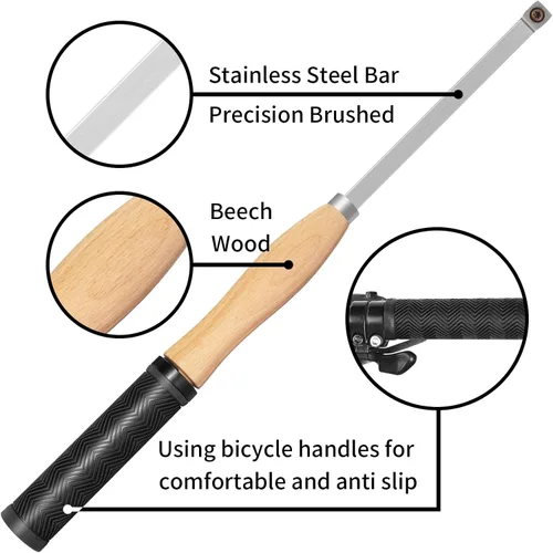 Vista 3 de Kit de herramientas de torneado para torno de madera con punta de carburo de tamaño completo de 18.3", herramienta de desbaste y acabado de torno