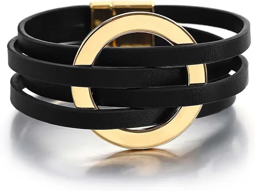 Vista 35 de Fesciory - Pulsera de leopardo para mujer, estilo bohemio de cuero multicapa con perlas de cristal