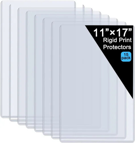 Vista 7 de Protectores de hojas de plástico duro de 11 x 17 pulgadas, protectores rígidos de menú, protectores impermeables para certificados transparentes