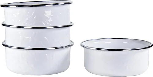 Vista 10 de Golden Rabbit Enamelware - Juego de 4 cuencos de sopa de 14 oz (remolino negro)