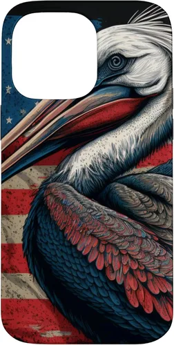 Vista 21 de Funda para iPhone 16 Pelican Bird Patriotic Vintage American Flag Pelícano