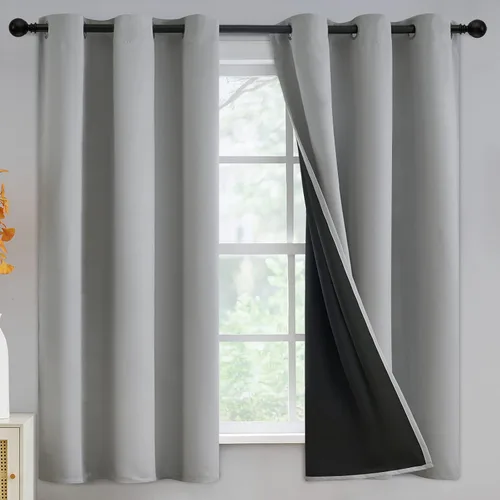 Vista 83 de Yakamok Cortinas negras, cortinas de ventana con aislamiento térmico y eficiencia energética para dormitorio, cortinas opacas completas y cortinas