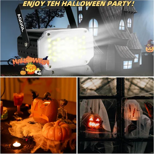 Vista 6 de Luz estroboscópica de Halloween, 36 luces LED estroboscópicas blancas superbrillantes, activadas por sonido y control de velocidad de flash, mini