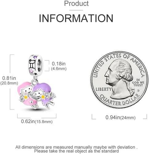Vista 5 de Pandach 12 Zodiac Sign Birthday Charms 925 Sterling Silver Birthstone Charms Fits Women's Charm Bracelet Necklace Bangle Gifts for Girls Friends