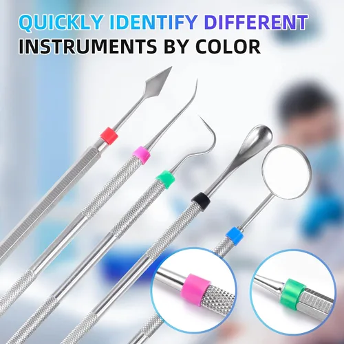 Vista 6 de Annhua Anillos de código de color para instrumentos dentales, anillos de código de color dental de silicona elástica para identificación