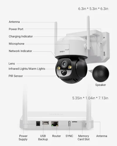 Vista 15 de Anlapus 4MP 360 ° Pan Tilt Solar 4 cámara sistema de seguridad inalámbrico