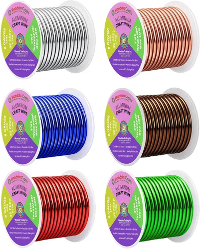 Vista 398 de Mandala Crafts - Alambre de aluminio anodizado de calibre 22 para hacer joyas - 137.2 m de alambre flexible surtido y coloreado - Doble para bonsái