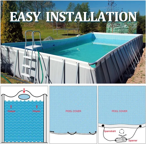 Vista 6 de Kit de cable y cabrestante de cubierta de piscina de 131 pies para piscinas sobre el suelo, cable de cubierta de piscina de 10 x 16 pulgadas
