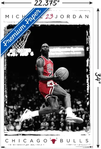 Vista 3 de Trends International Michael Jordan - Póster de pared Dunk, 22.375 x 34 pulgadas, versión premium sin marco