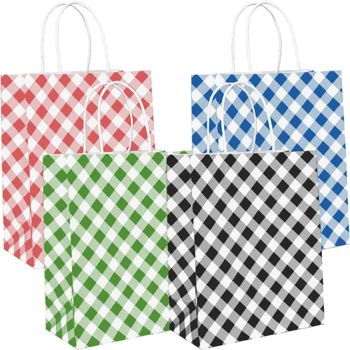 Vista 9 de ECOHOLA Bolsa de papel de 4 colores, 16 bolsas de regalo pequeñas, bolsa de regalo envuelta con asas para cumpleaños, baby showers, manualidades