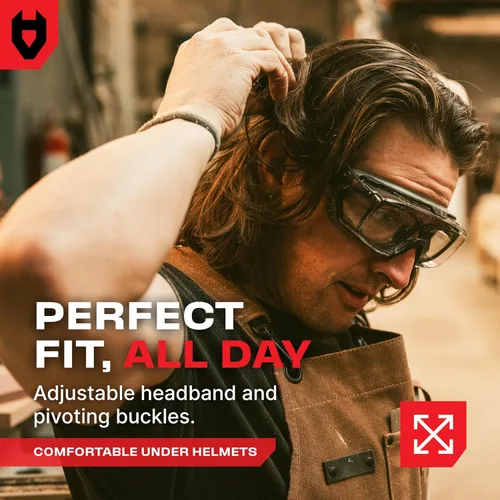 Vista 9 de NoCry Gafas de seguridad transparentes sobre anteojos — para hombres y mujeres con junta, UV380, lentes panorámicos antivaho con ventilación
