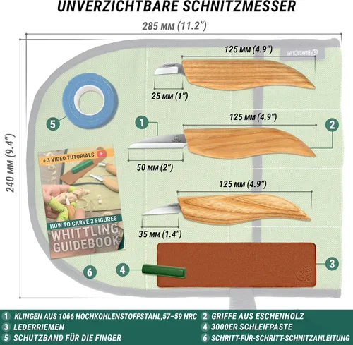 Vista 9 de BeaverCraft SC01 Juego de cinceles para tallar madera S15 Kit de tallado de madera para principiantes niños