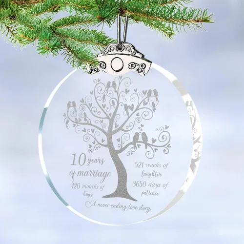 Vista 3 de Adorno de 10 años para él y ella, regalo de 10º aniversario de boda, 10º para pareja, 10 años para esposa, marido, adorno de Navidad de 3 pulgadas