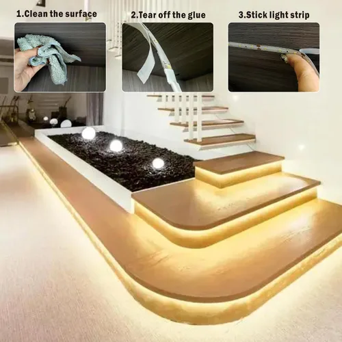 Vista 4 de Tira de luces LED de color blanco cálido de 16.4 pies, 300 LED de color blanco suave, 3000 K, impermeable, para dormitorio, armarios de cocina, sala