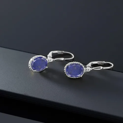 Vista 55 de Gem Stone King Aretes colgantes de gota para mujer, plata de ley 925, piedra natal ovalada de 0.354 x 0.276 in, joyería fina, regalos para ella