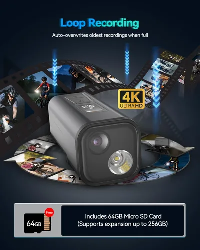 Vista 8 de Cámara de bicicleta 4K con seguimiento GPS, computadora de ciclismo y faro – Spedal S1 30FPS Action Cam con 6 ejes EIS, gran angular de 132°