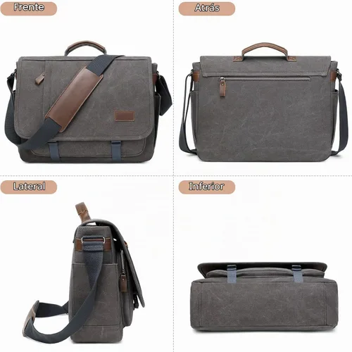 Vista 7 de Laptop Messenger Bag for Men, 17 inch Water-resistant Canvas Laptop Shoulder Business Briefcase Bag
