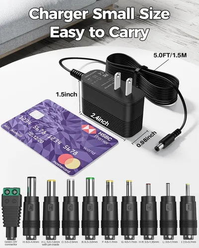 Vista 7 de Adaptador de alimentación universal de 14V DC con 10 tomas intercambiables