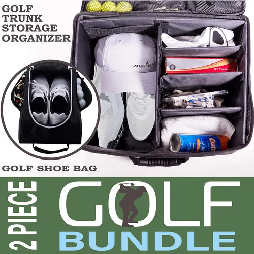 Vista 7 de Athletico Organizador de maletero de golf + bolsa de zapatos (negro)
