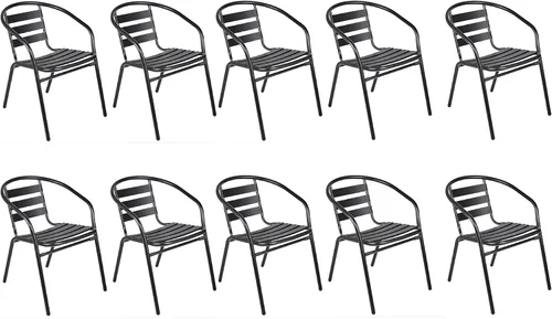 Vista 17 de Juego de 2 sillas apilables de aluminio de metal para restaurante para interiores y exteriores, ligeras, para comedor, patio, tienda