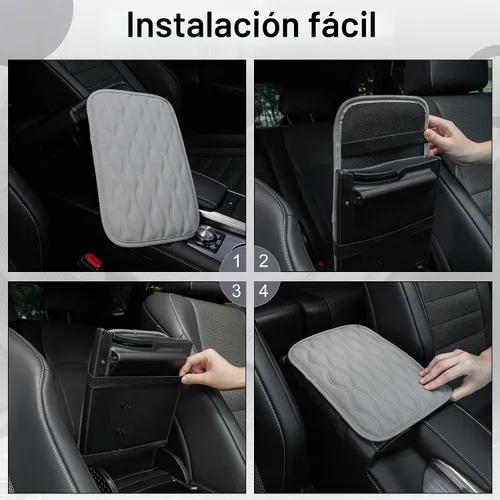 Vista 3 de Amiss Almohadilla de consola central para automóvil, funda universal impermeable para caja de asiento de reposabrazos, protector de cuero